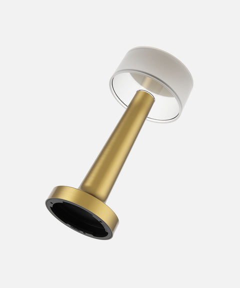 NEOZ Cooee 2 cordless lamp body in Lacquered Brass finish featuring white diffuser.