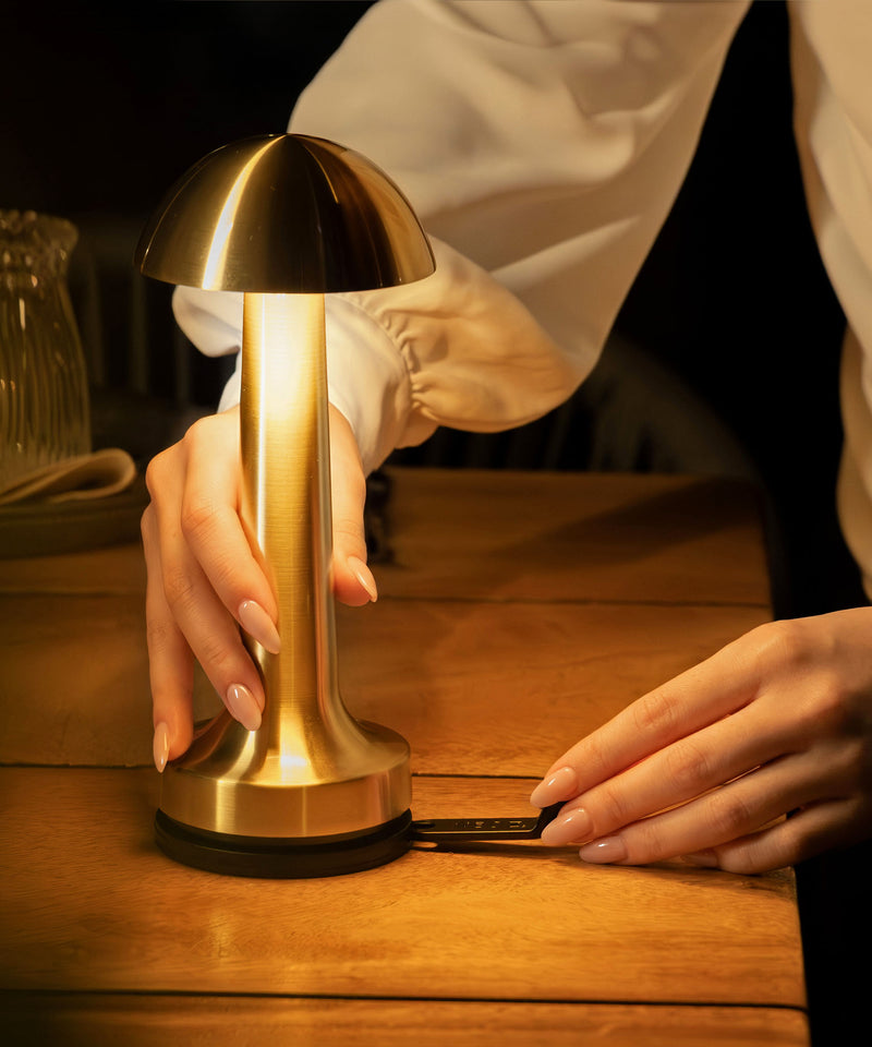 Staff using the NEOZ N1 Cordless Lamp Lock key to release a Cooee 1C Brass lamp at 6HEAD Sydney
