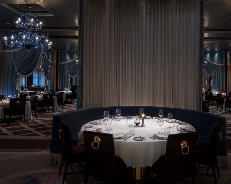 Manhattan portable table lamp creating ambient lighting at Prime Steakhouse, Bellagio Las Vegas