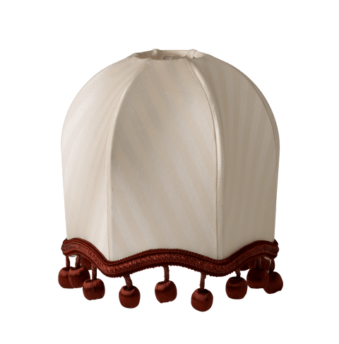 Vintage-Style Hexagon Scallop Cream Cotton with Auburn Pom